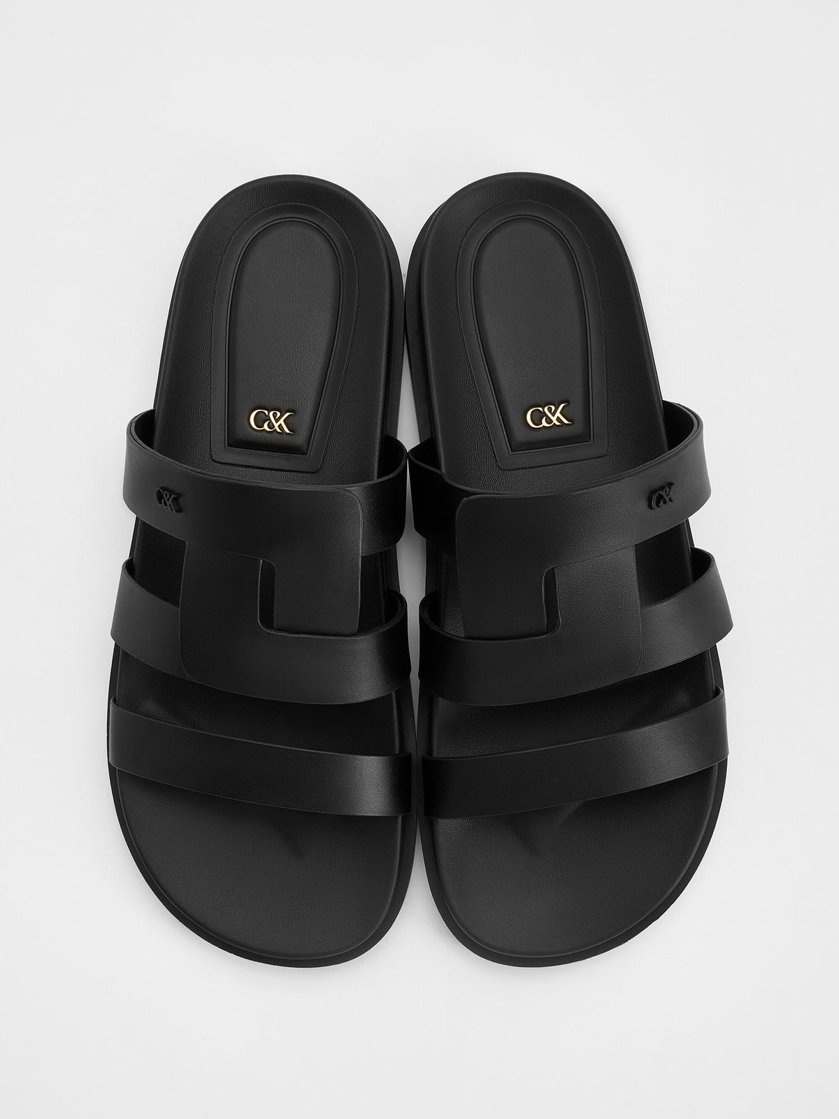 CHARLES & KEITH Best Price / Petina Leather Flatform Sandals - Black