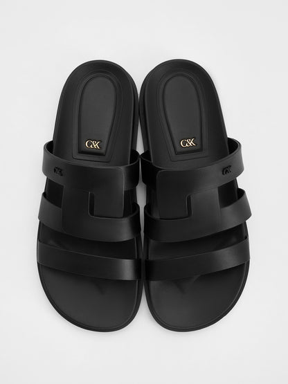 CHARLES & KEITH Best Price / Petina Leather Flatform Sandals - Black