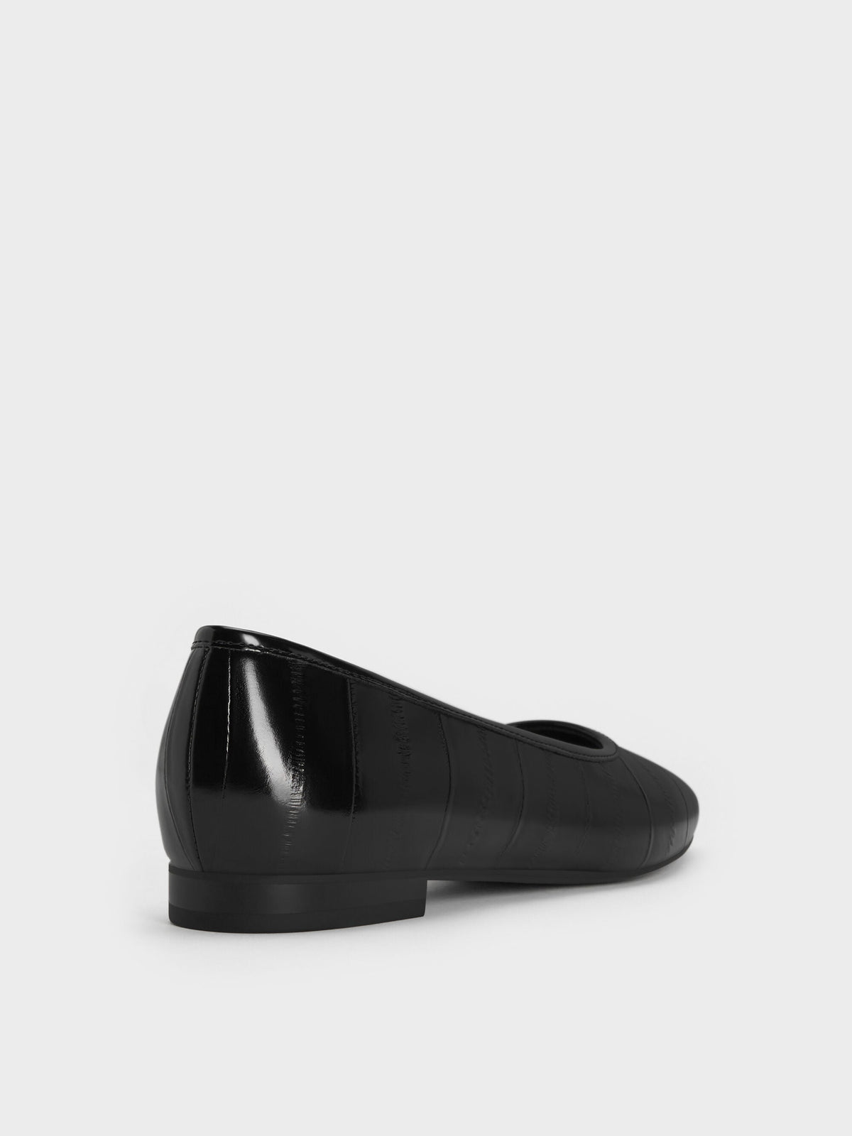 CHARLES & KEITH Value / Griselda Eel-Effect Ballet Flats - Animal Print Black