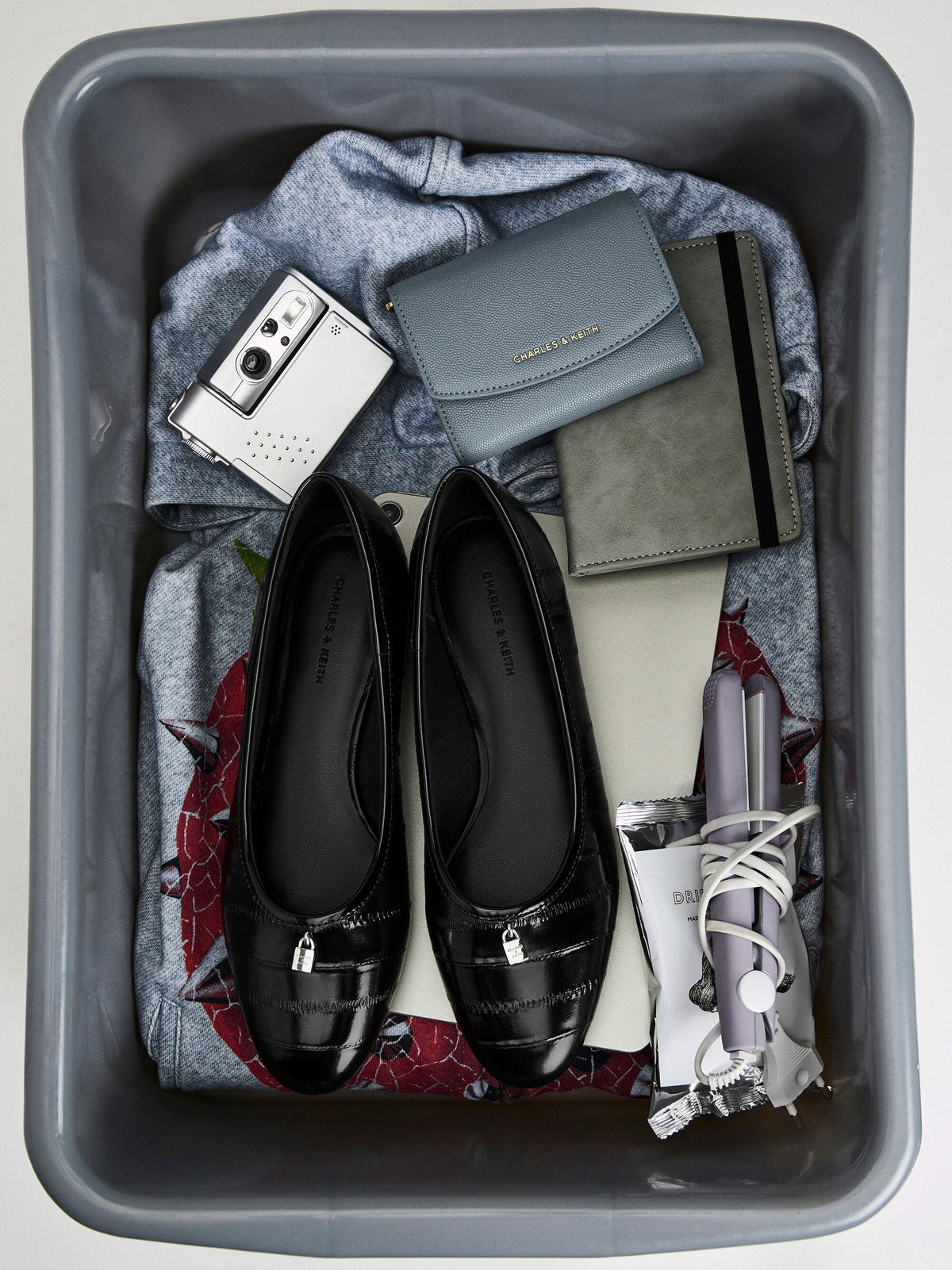 CHARLES & KEITH Value / Griselda Eel-Effect Ballet Flats - Animal Print Black