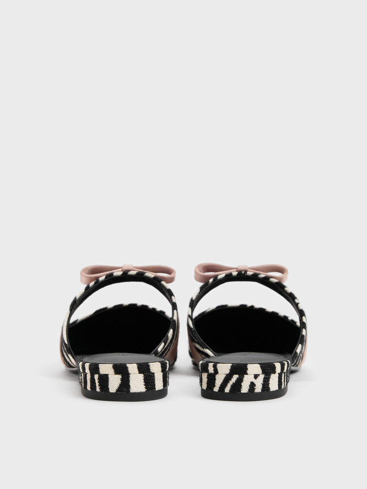 CHARLES & KEITH Classic / Kaleen Zebra-Print Pointed Mules - Animal Print Black