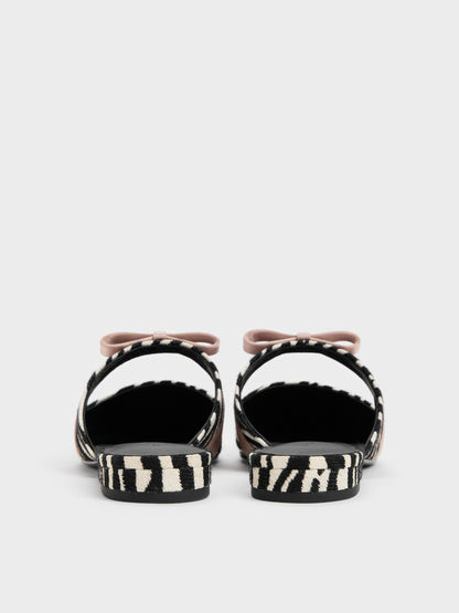 CHARLES & KEITH Classic / Kaleen Zebra-Print Pointed Mules - Animal Print Black