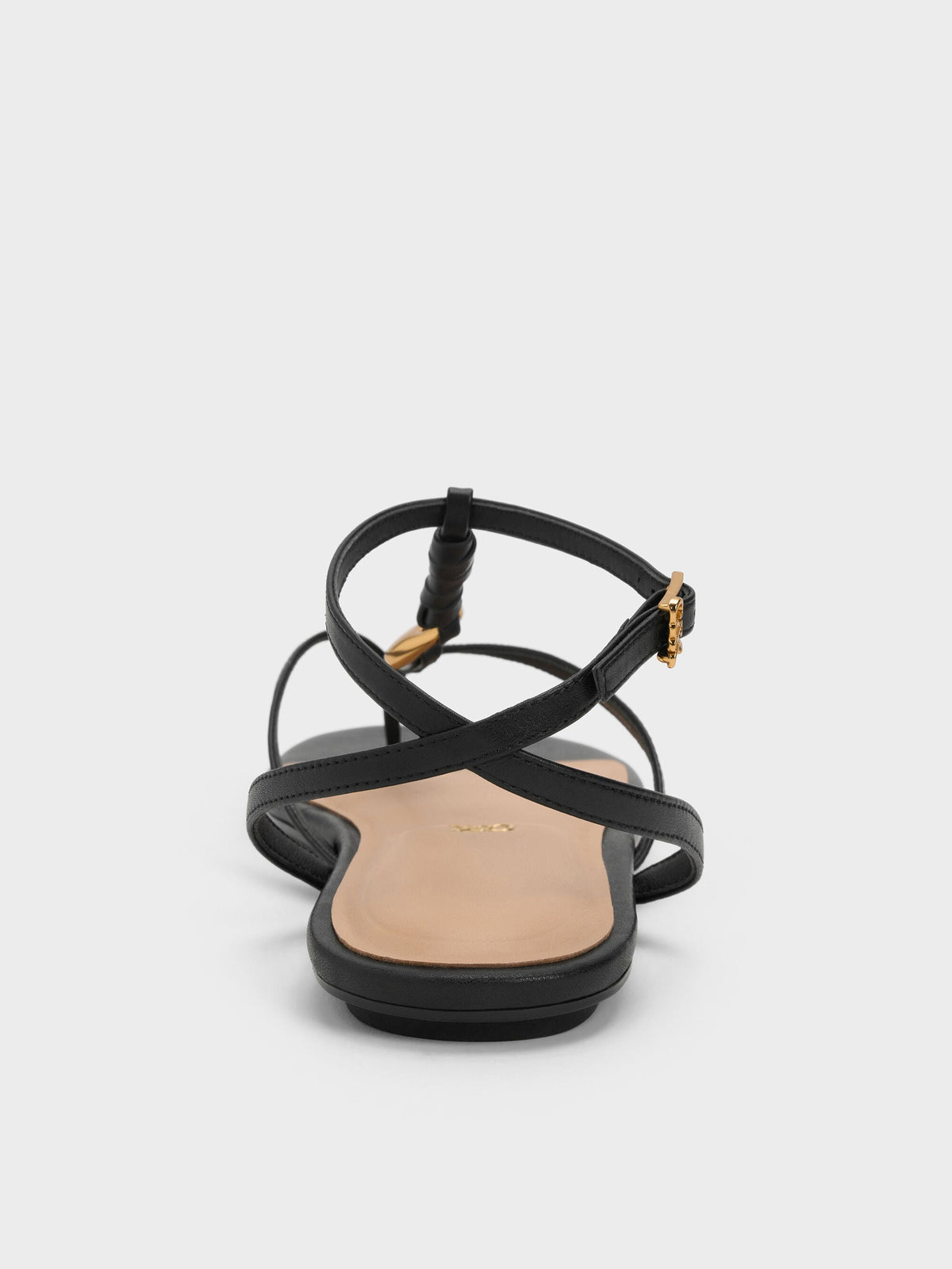 CHARLES & KEITH Sale / Adema Leather Strappy Thong Sandals - Black