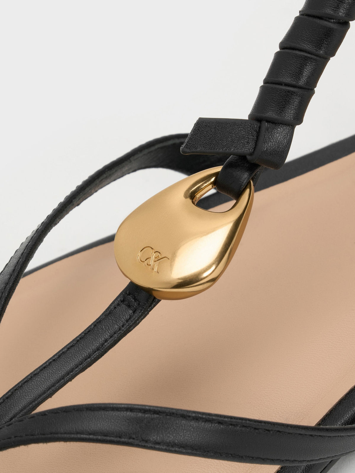 CHARLES & KEITH Sale / Adema Leather Strappy Thong Sandals - Black