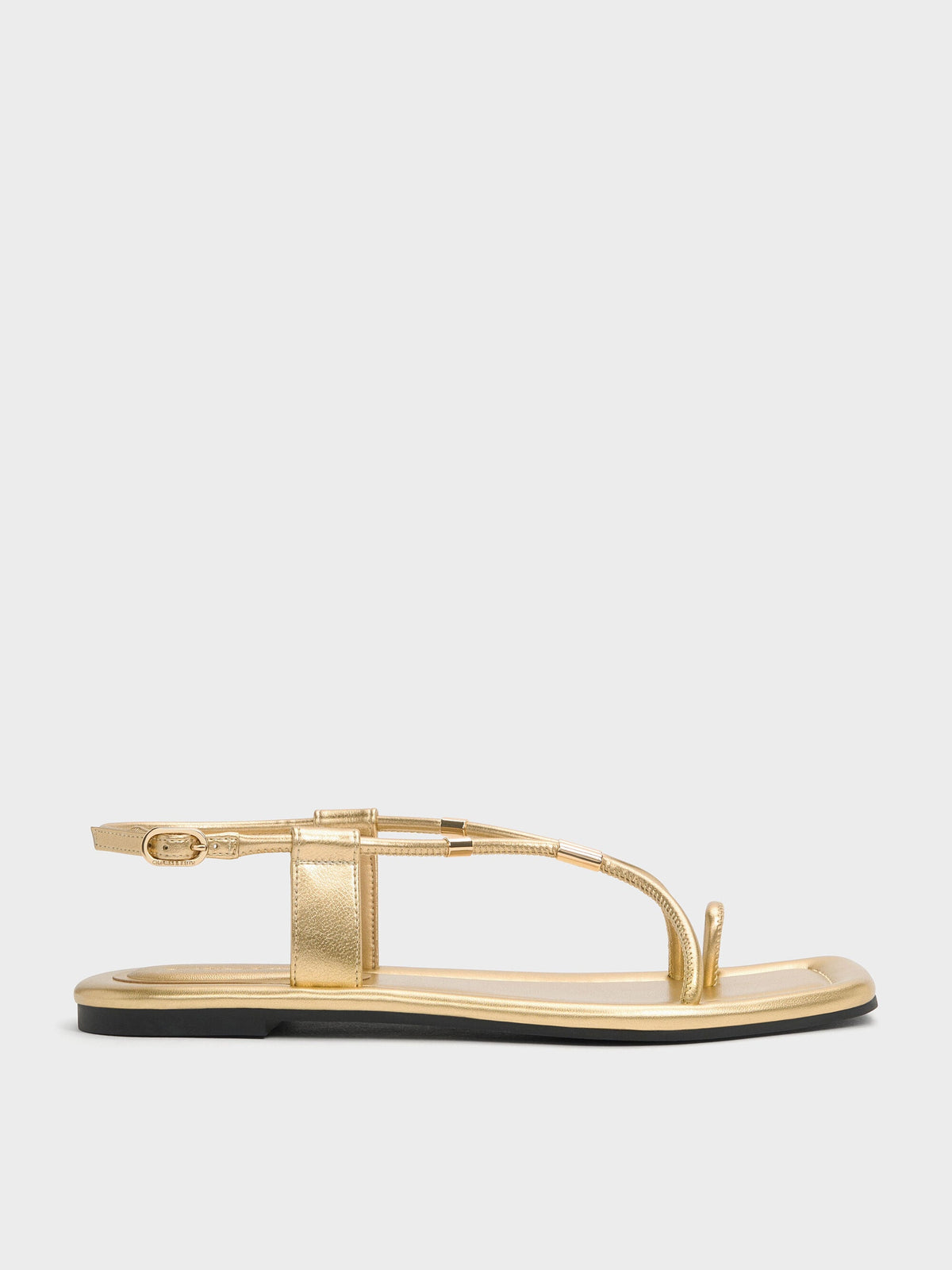 CHARLES & KEITH Sale / Metallic-Accent Toe-Ring Sandals - Gold