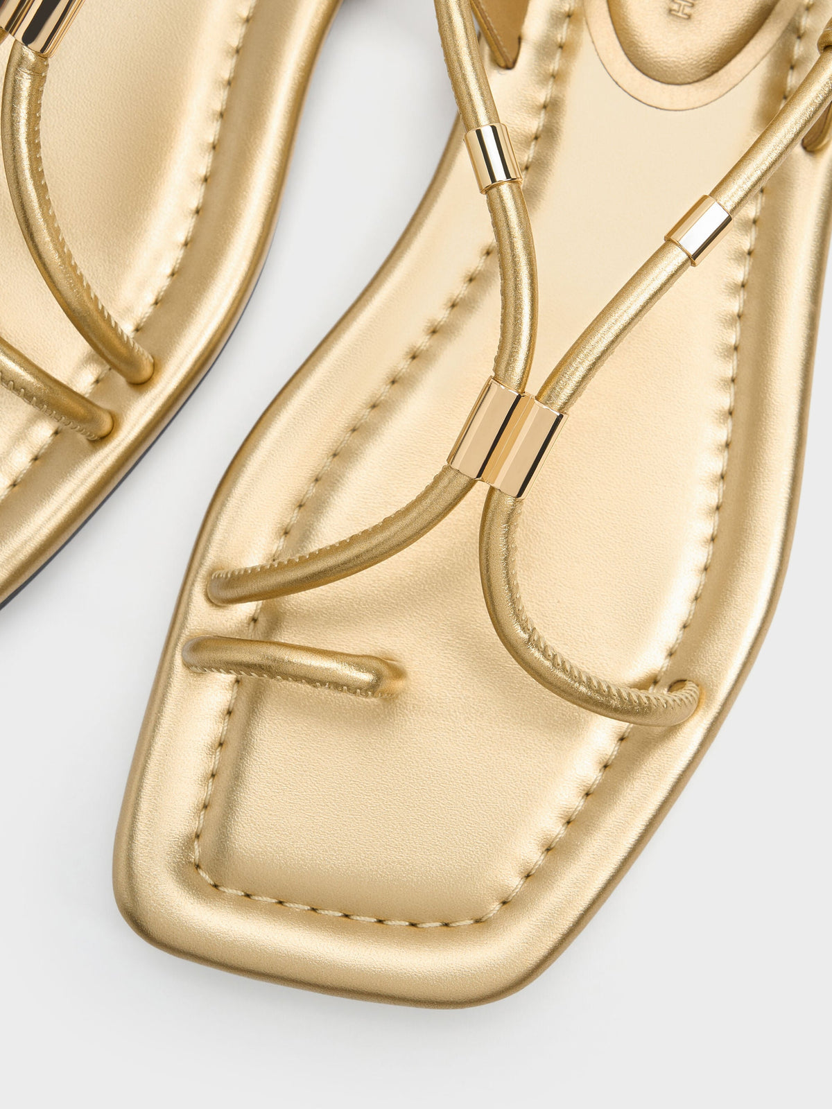 CHARLES & KEITH Sale / Metallic-Accent Toe-Ring Sandals - Gold