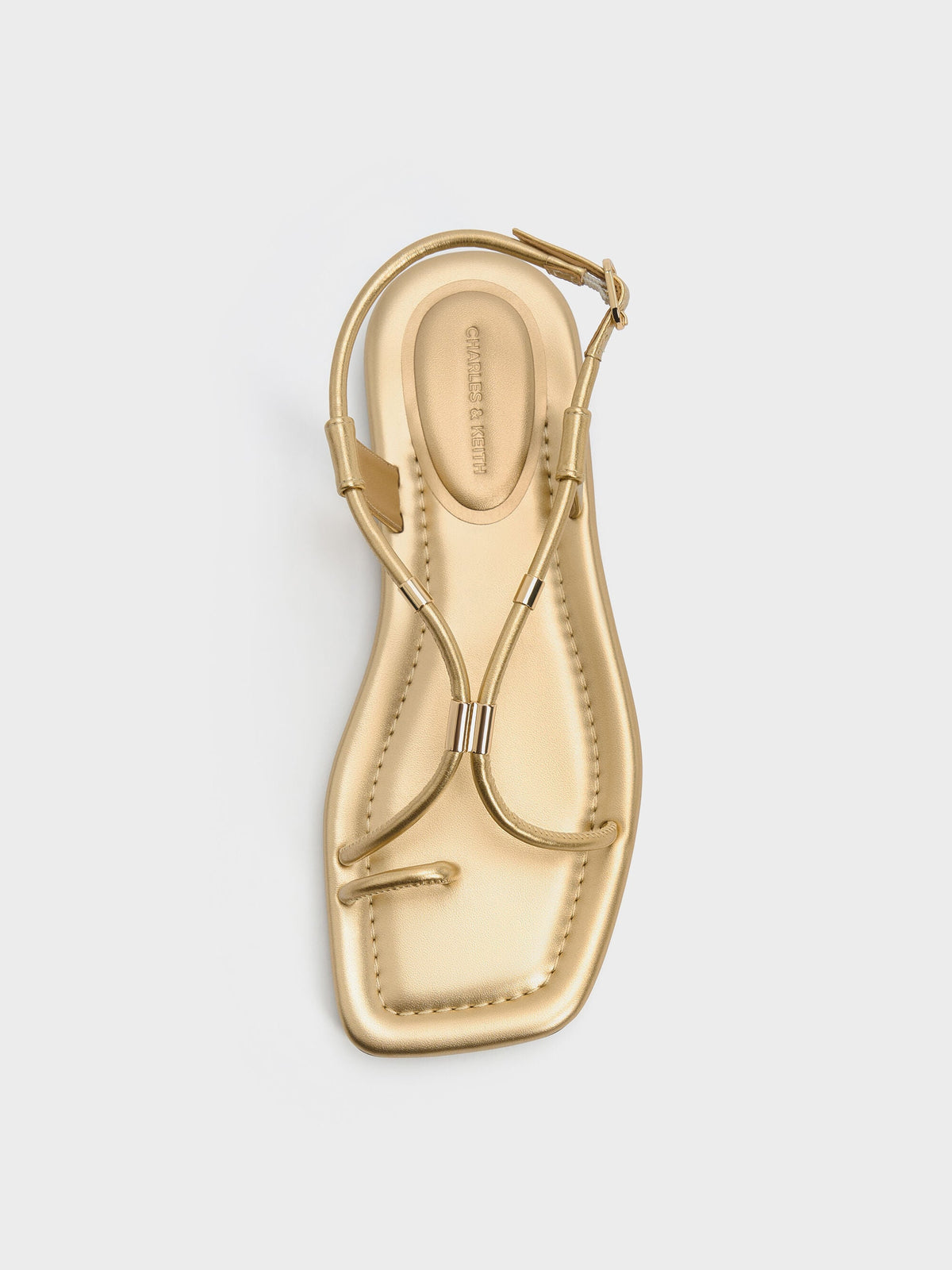 CHARLES & KEITH Sale / Metallic-Accent Toe-Ring Sandals - Gold