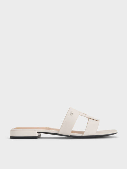 CHARLES & KEITH Featured / Petina Leather Slide Sandals - White