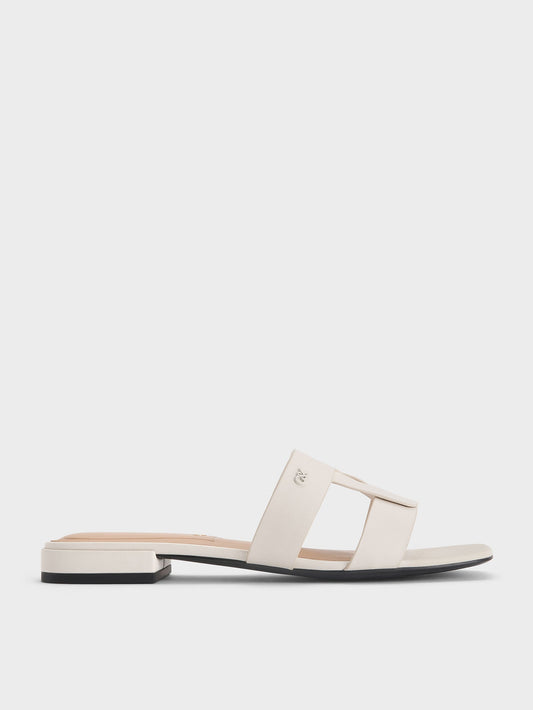 CHARLES & KEITH Featured / Petina Leather Slide Sandals - White