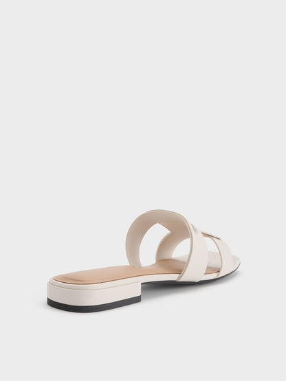 CHARLES & KEITH Featured / Petina Leather Slide Sandals - White
