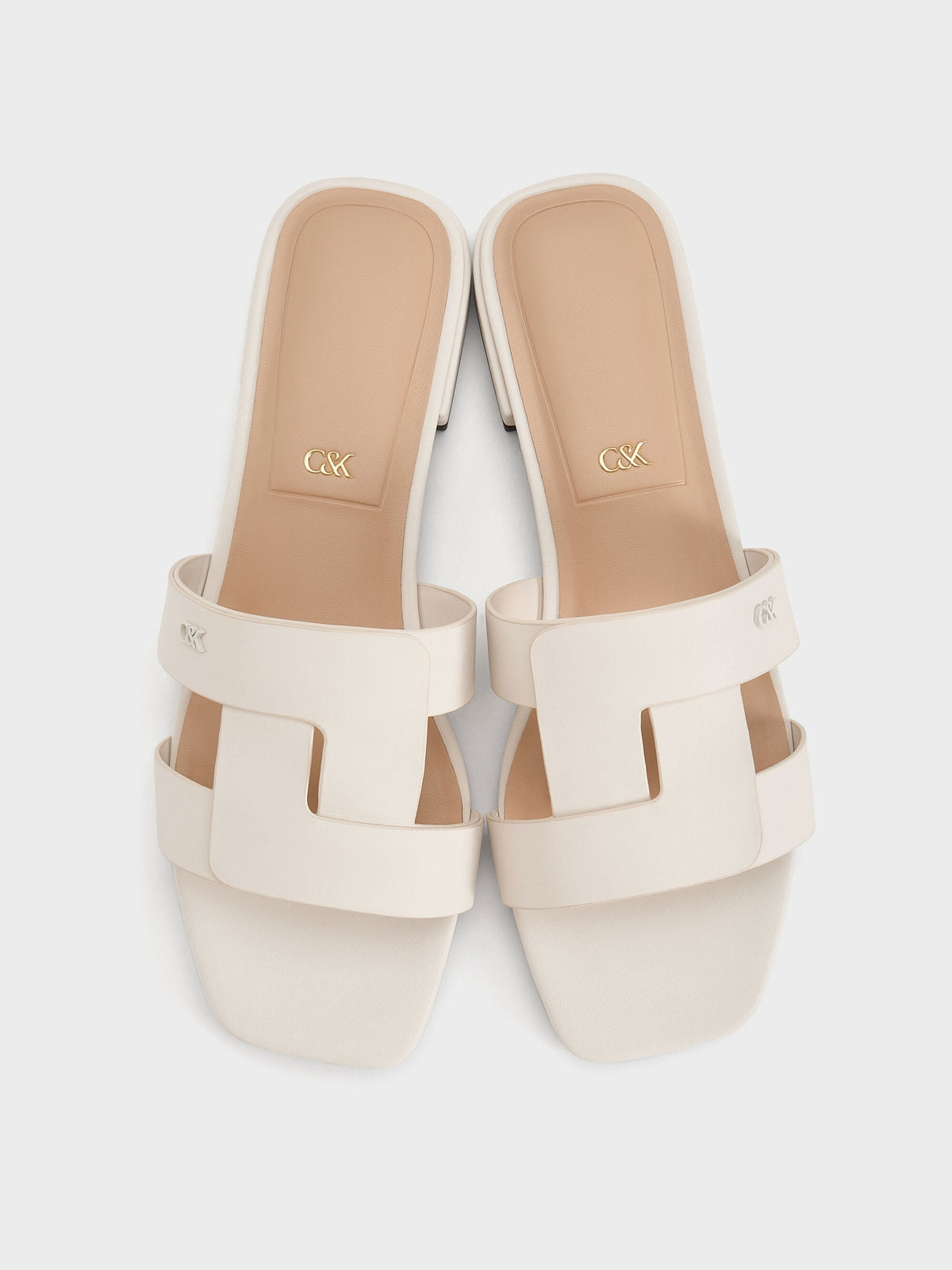 CHARLES & KEITH Featured / Petina Leather Slide Sandals - White