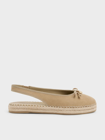 CHARLES & KEITH Smart Buy / Faux Suede Bow Slingback Espadrilles - Sand