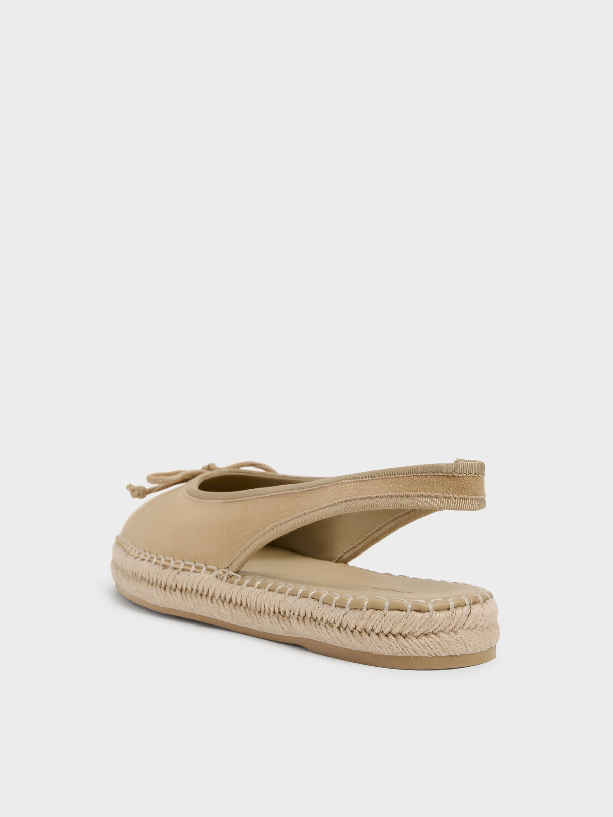 CHARLES & KEITH Smart Buy / Faux Suede Bow Slingback Espadrilles - Sand