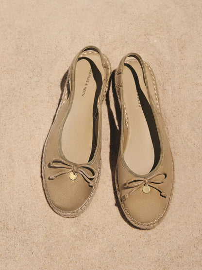 CHARLES & KEITH Smart Buy / Faux Suede Bow Slingback Espadrilles - Sand