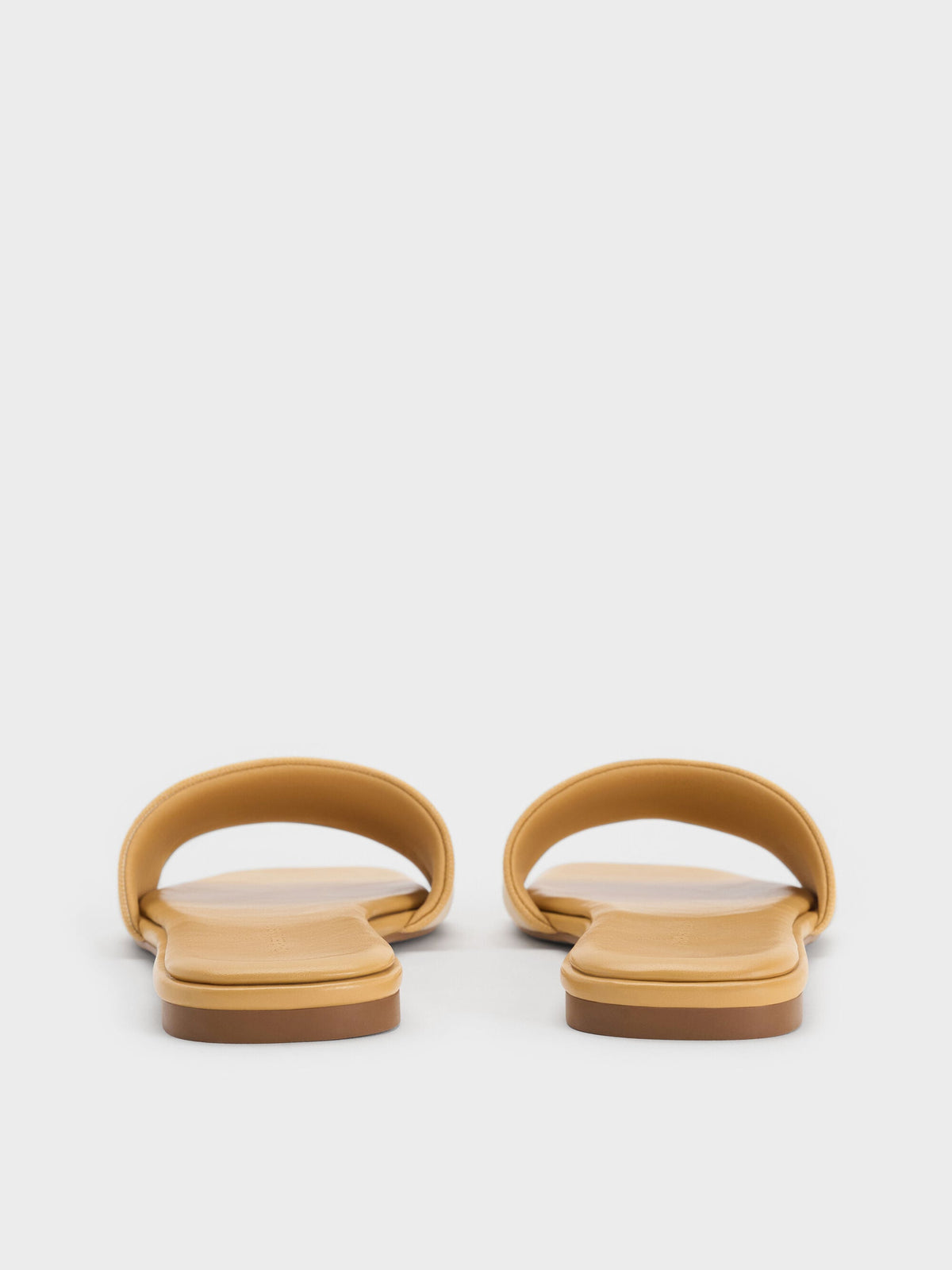 CHARLES & KEITH Signature / Striped Square-Toe Slide Sandals - Yellow