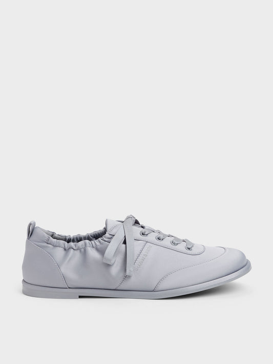 CHARLES & KEITH Everyday / Satin Ruched Sneakers - Grey