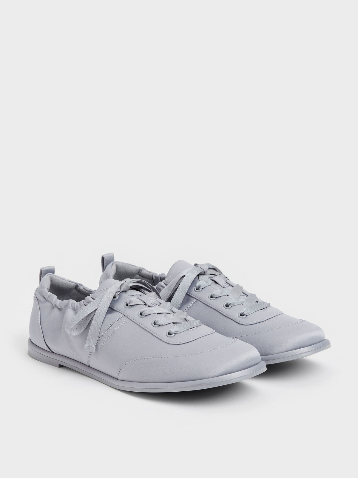 CHARLES & KEITH Everyday / Satin Ruched Sneakers - Grey