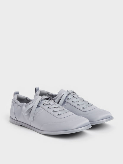 CHARLES & KEITH Everyday / Satin Ruched Sneakers - Grey