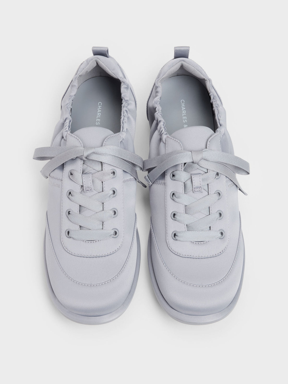 CHARLES & KEITH Everyday / Satin Ruched Sneakers - Grey