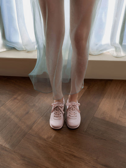 CHARLES & KEITH Sale / Satin Ruched Sneakers - Pink