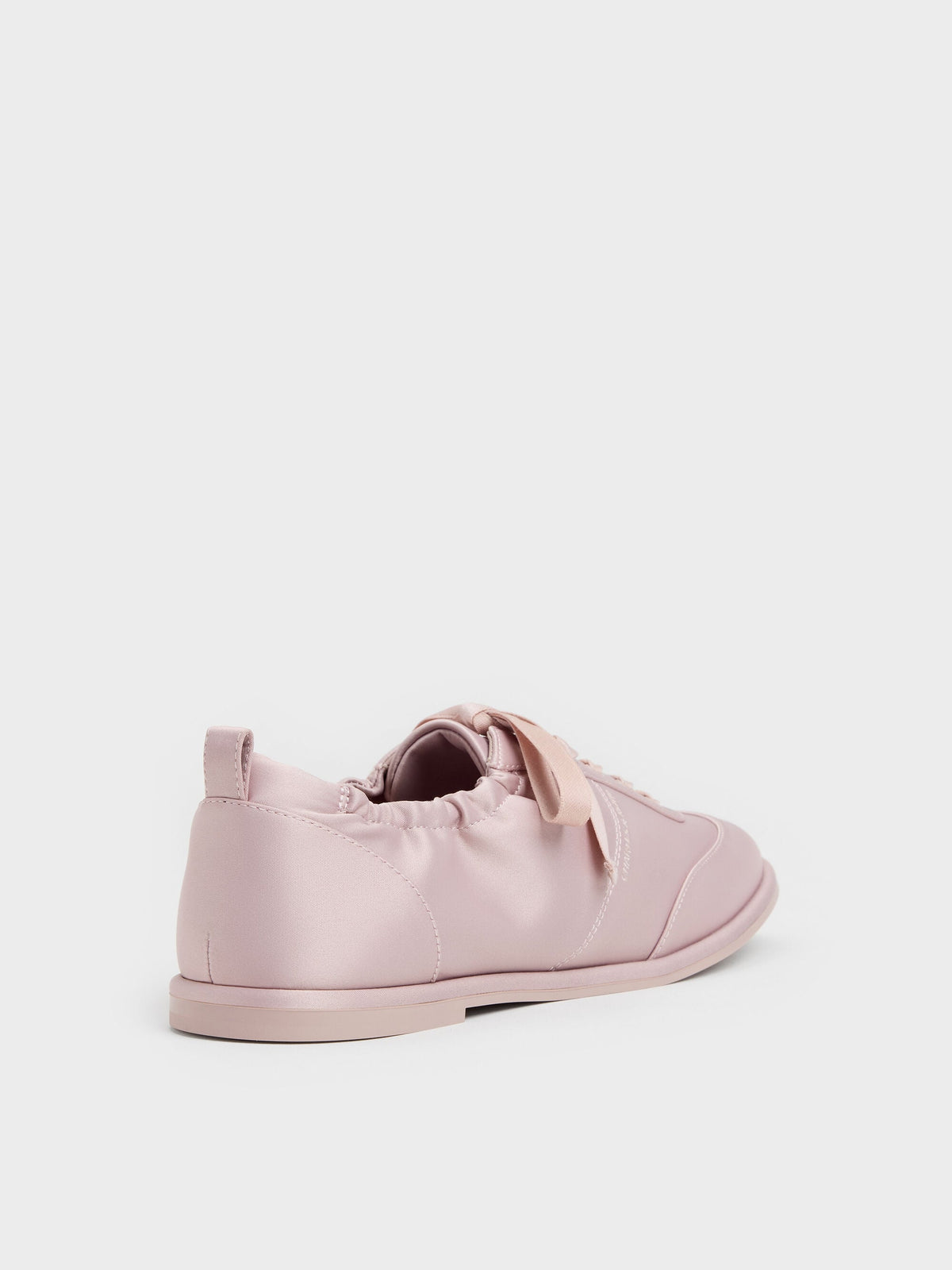 CHARLES & KEITH Sale / Satin Ruched Sneakers - Pink
