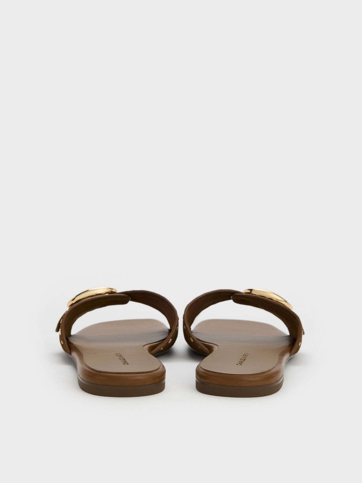 CHARLES & KEITH Best Seller / Studded Buckled Slide Sandals - Brown