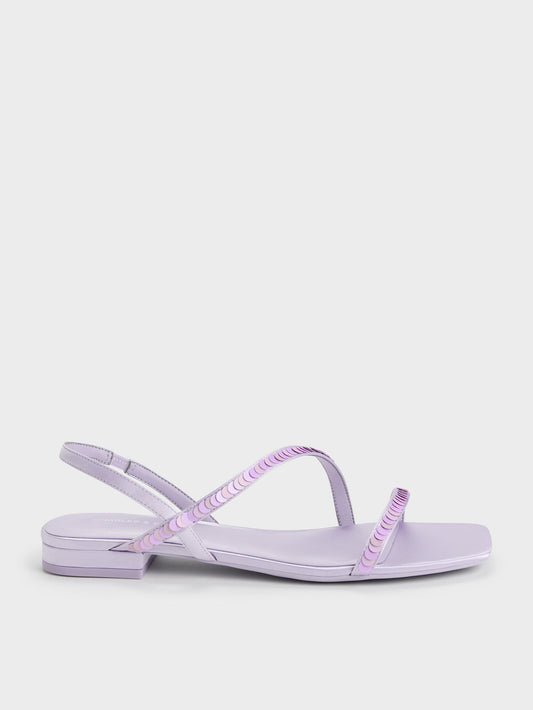 CHARLES & KEITH Great Value / Briella Sequinned Strappy Sandals - Lilac