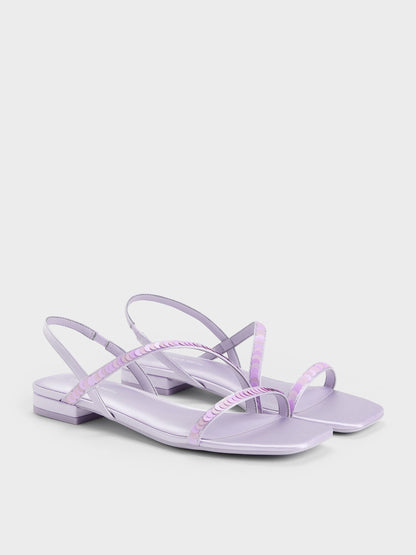 CHARLES & KEITH Great Value / Briella Sequinned Strappy Sandals - Lilac