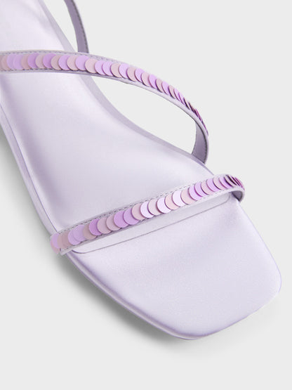 CHARLES & KEITH Great Value / Briella Sequinned Strappy Sandals - Lilac