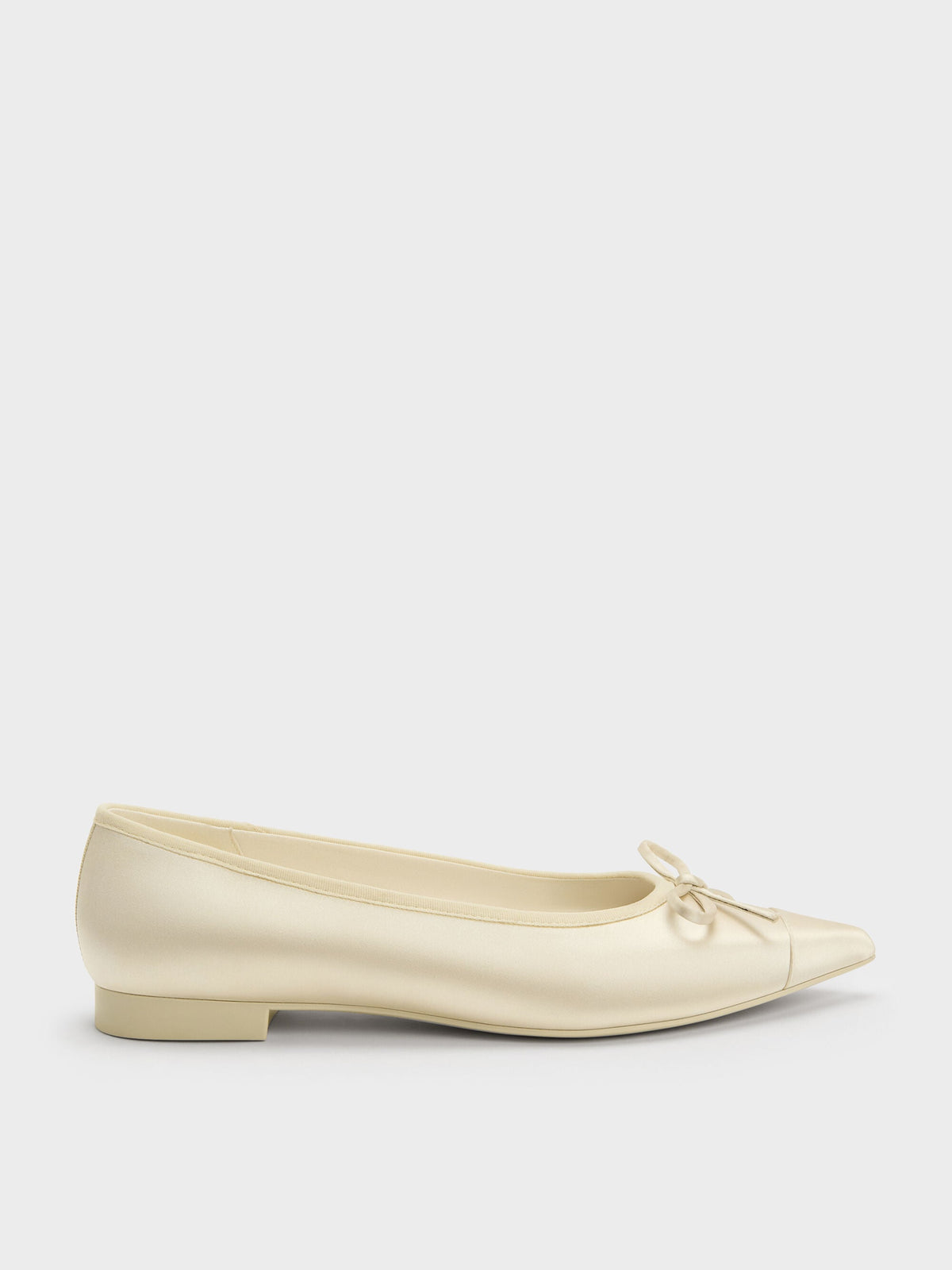 CHARLES & KEITH Everyday / Briella Satin Cap-Toe Flats - Cream
