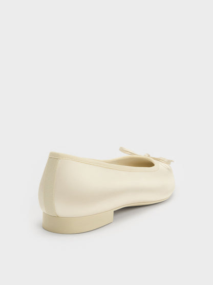 CHARLES & KEITH Everyday / Briella Satin Cap-Toe Flats - Cream