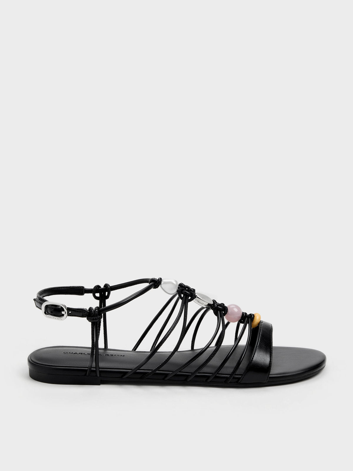 CHARLES & KEITH Discount / Georgie Bead Strappy Sandals - Black