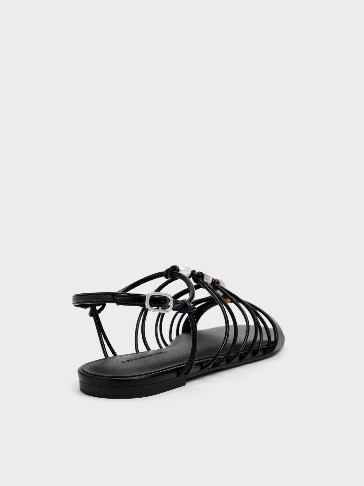 CHARLES & KEITH Discount / Georgie Bead Strappy Sandals - Black