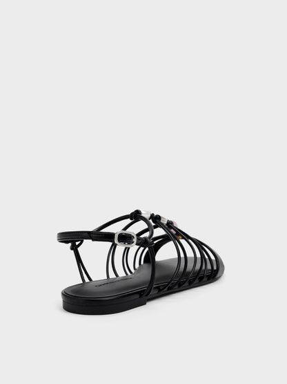 CHARLES & KEITH Discount / Georgie Bead Strappy Sandals - Black