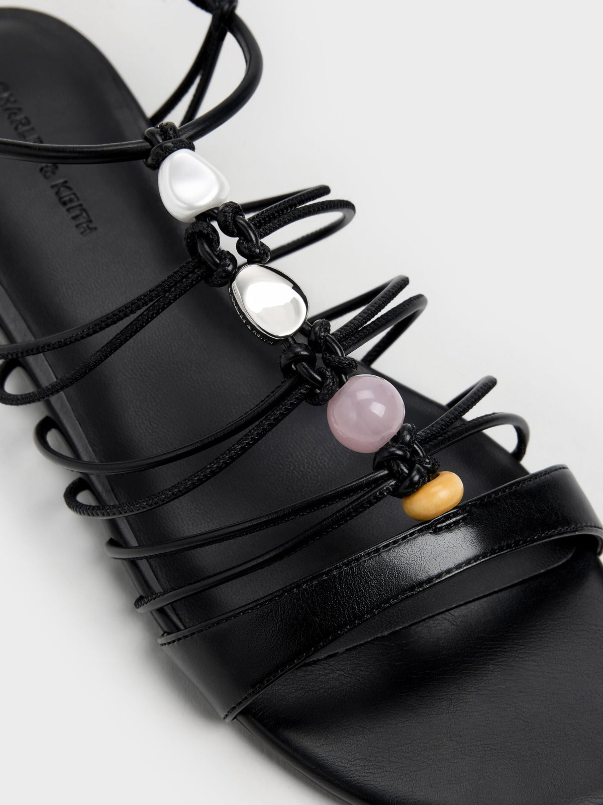 CHARLES & KEITH Discount / Georgie Bead Strappy Sandals - Black