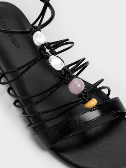 CHARLES & KEITH Discount / Georgie Bead Strappy Sandals - Black