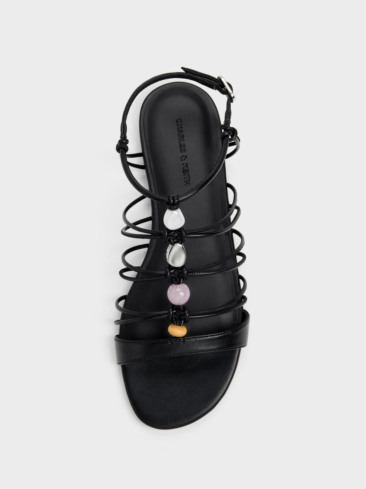 CHARLES & KEITH Discount / Georgie Bead Strappy Sandals - Black
