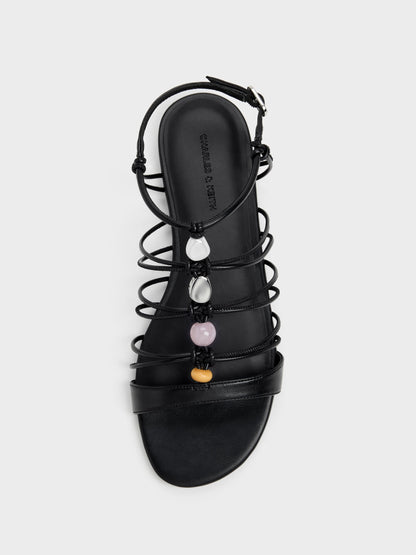CHARLES & KEITH Discount / Georgie Bead Strappy Sandals - Black