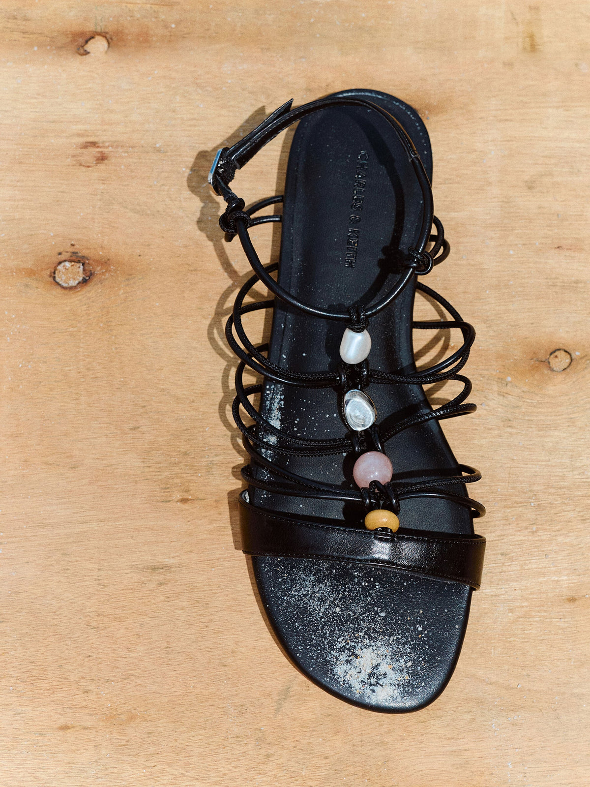 CHARLES & KEITH Discount / Georgie Bead Strappy Sandals - Black
