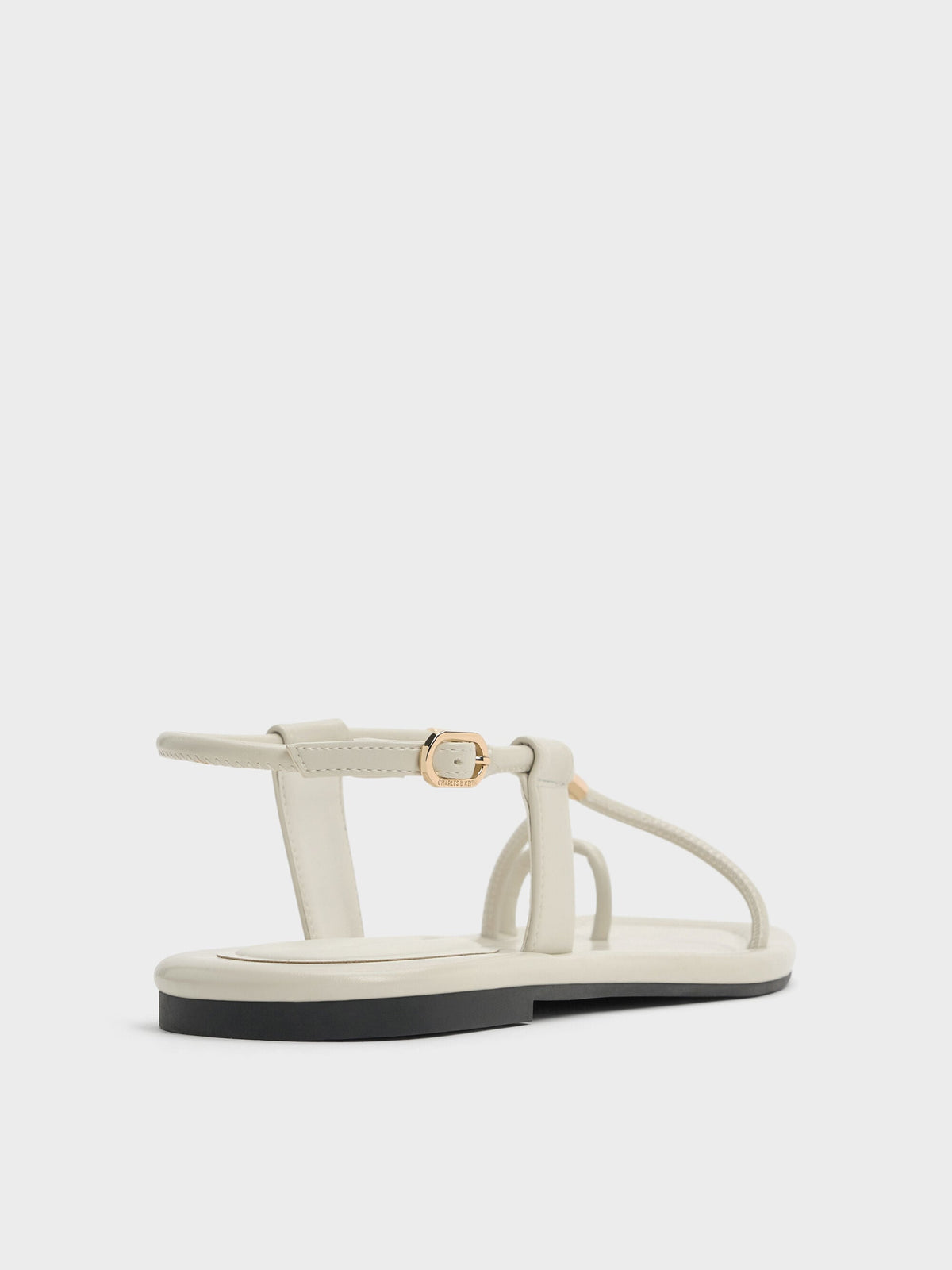 CHARLES & KEITH Smart Buy / Metallic-Accent Toe-Ring Sandals - Chalk