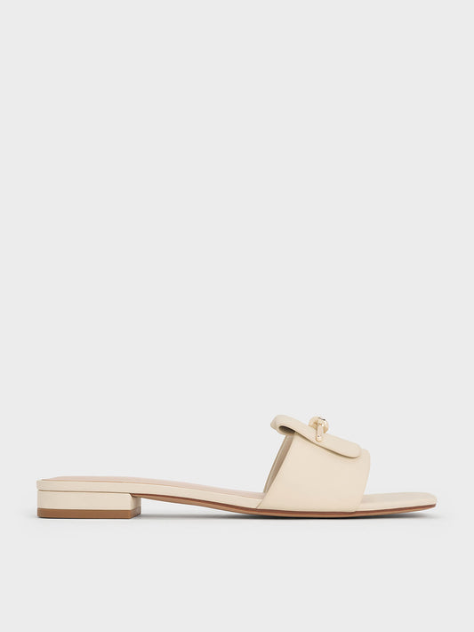 CHARLES & KEITH Smart Buy / Knotted Accent Slide Sandals - Chalk