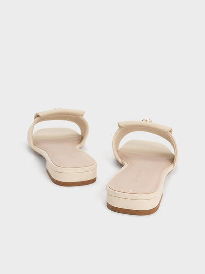 CHARLES & KEITH Smart Buy / Knotted Accent Slide Sandals - Chalk