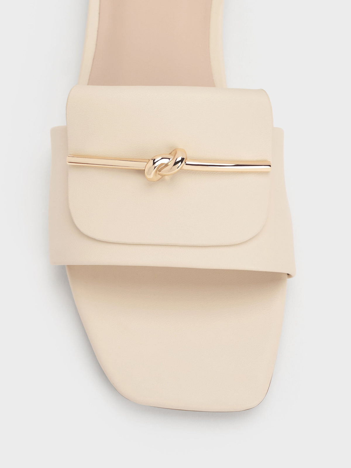 CHARLES & KEITH Smart Buy / Knotted Accent Slide Sandals - Chalk