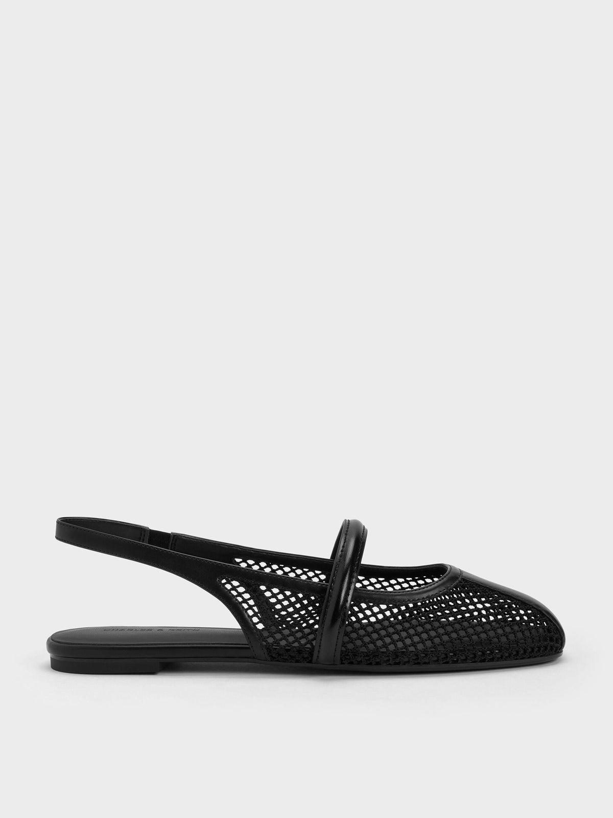 CHARLES & KEITH Trending / Ellory Mesh Slingback Mary Jane Flats - Black Textured