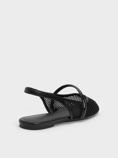 CHARLES & KEITH Trending / Ellory Mesh Slingback Mary Jane Flats - Black Textured