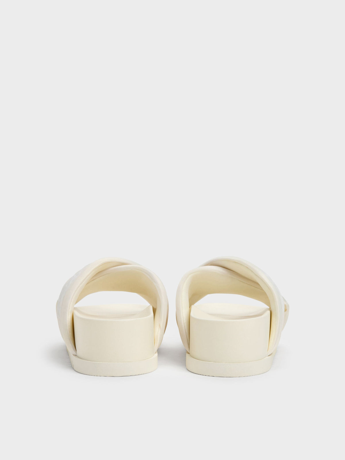 CHARLES & KEITH Best Price / Satin Embroidered-Flower Crossover Sandals - Chalk