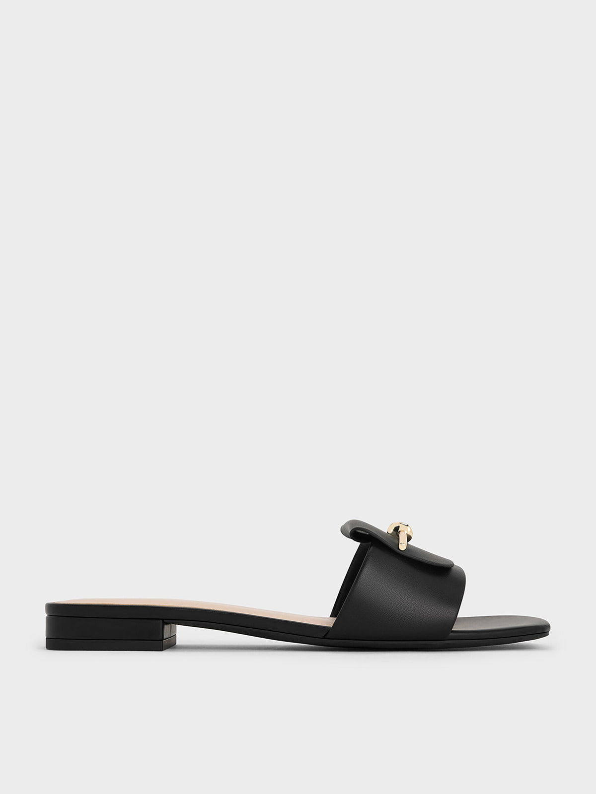 CHARLES & KEITH Recommended / Knotted Accent Slide Sandals - Black