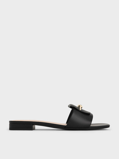 CHARLES & KEITH Recommended / Knotted Accent Slide Sandals - Black