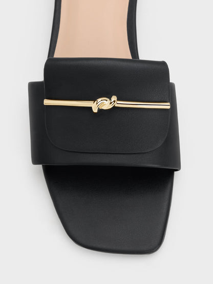 CHARLES & KEITH Recommended / Knotted Accent Slide Sandals - Black