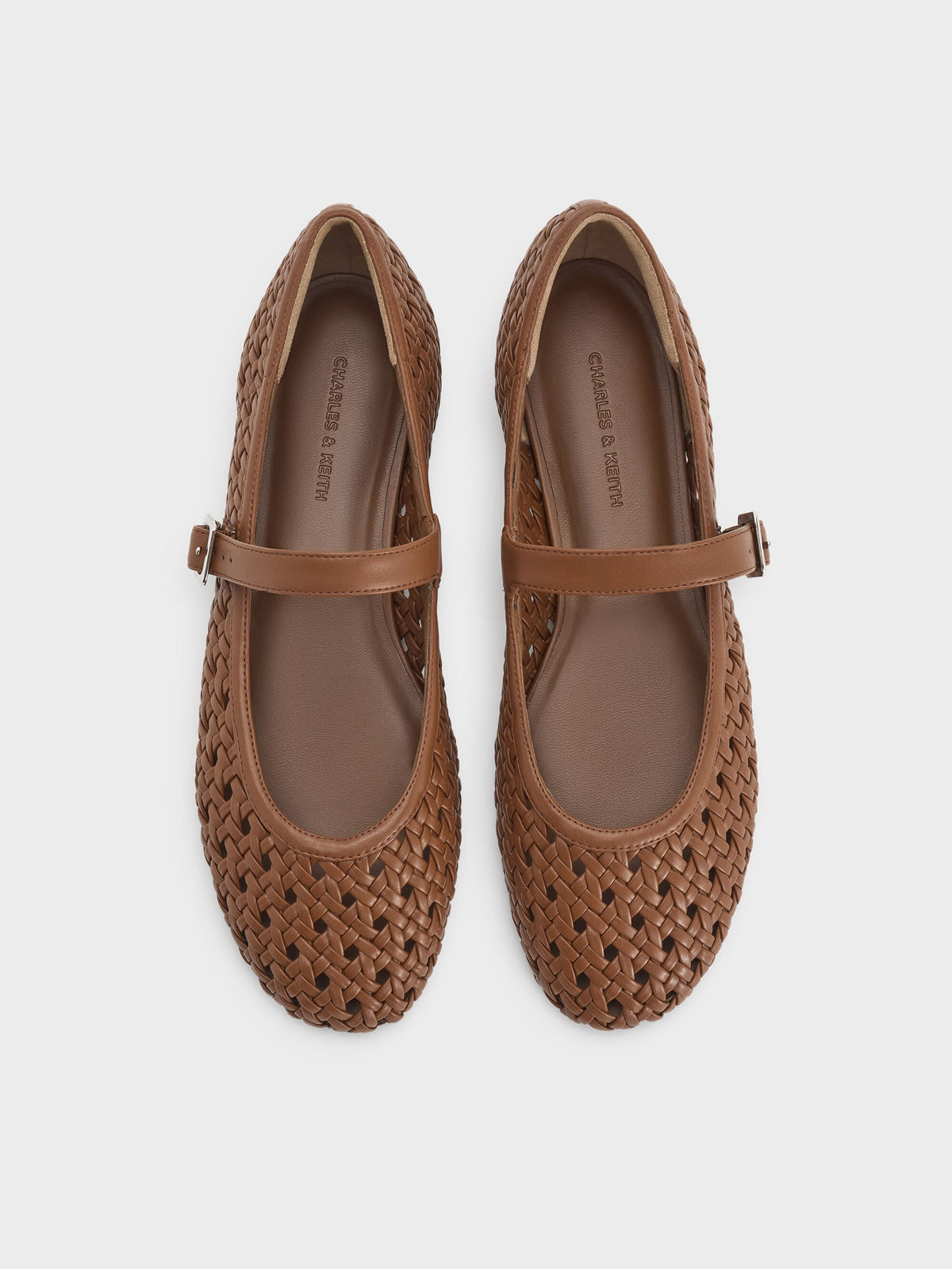 CHARLES & KEITH Featured / Woven Mary Jane Flats - Brown